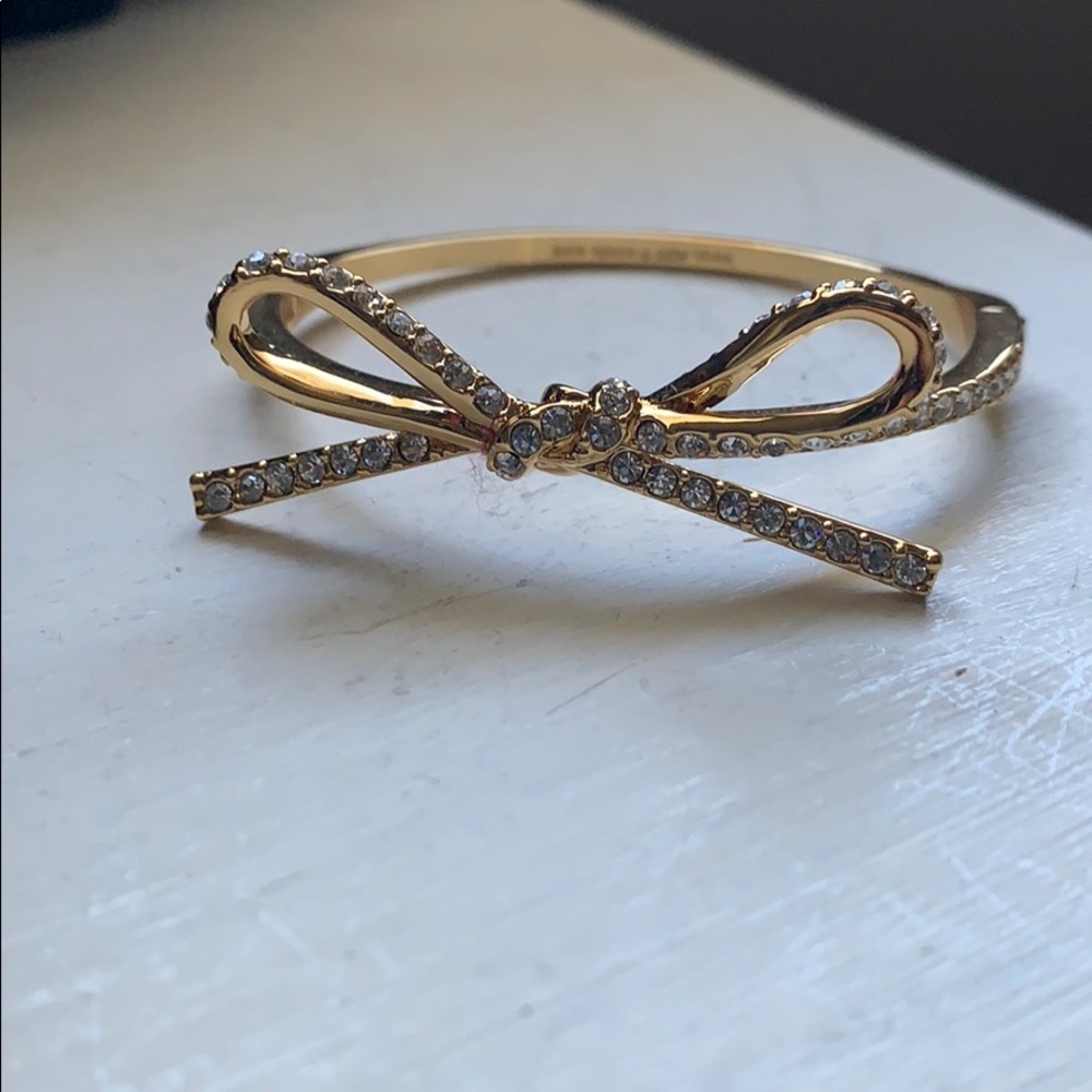 Gold Kate Spade pavé Bow Bangle Bracelet